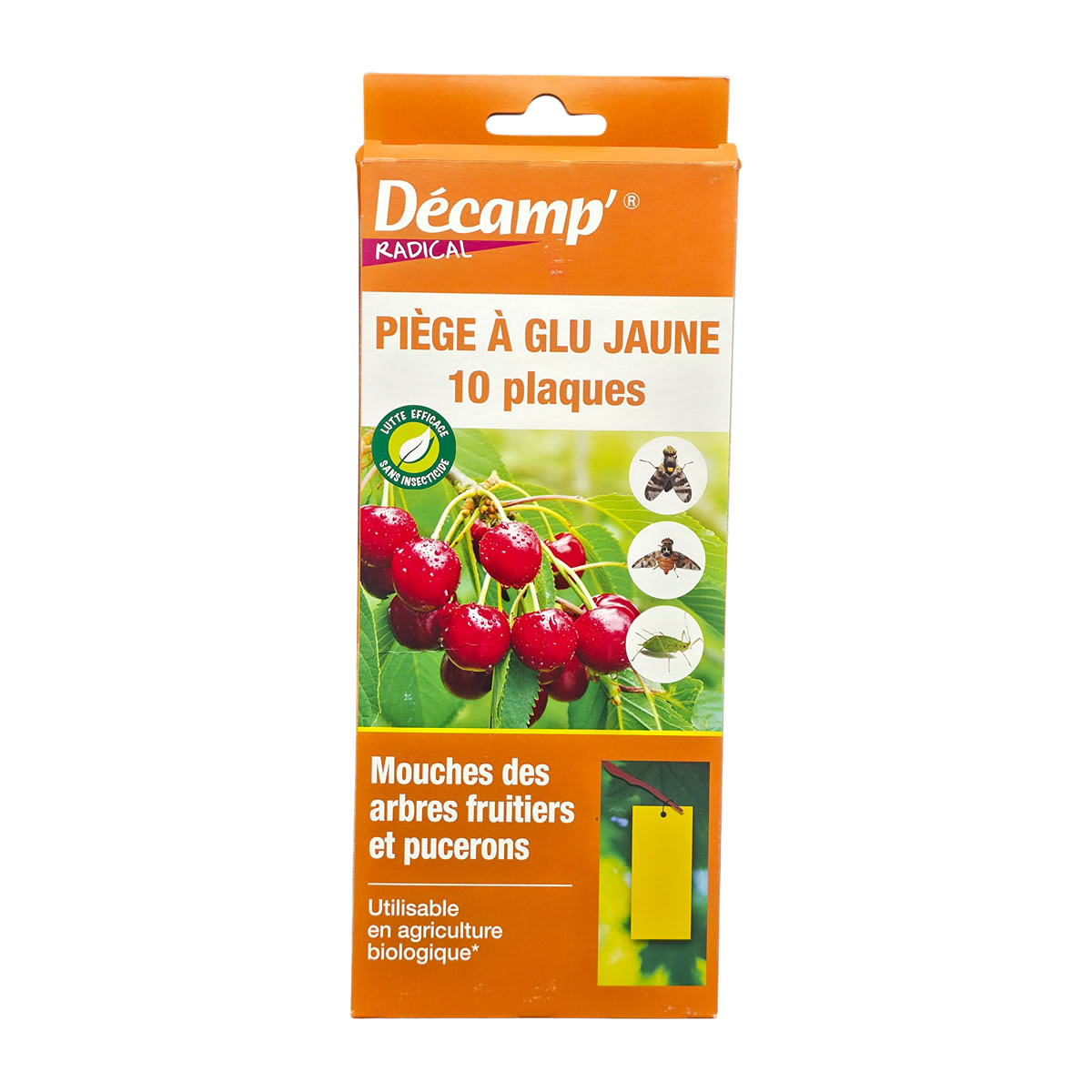 Piège chromatique jaune contre la mouche des arbres fruitiers - Lot de 10