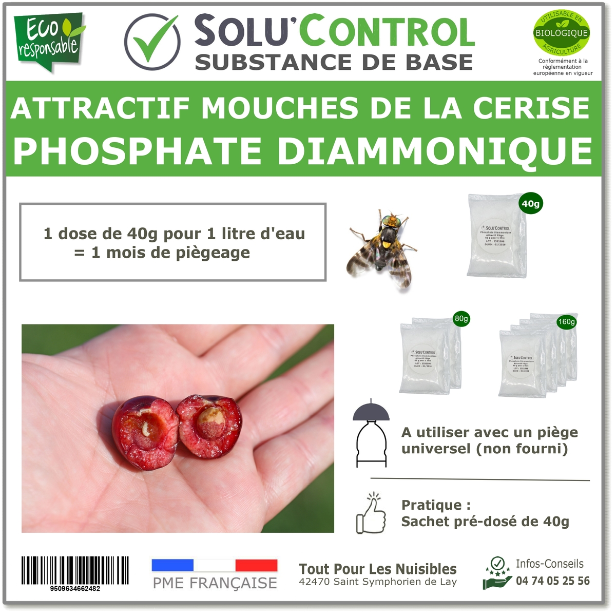 Phosphate Diammonique, appât naturel contre la mouche de la cerise, SOLU